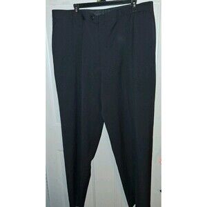 Wall Street Collection Mens Dress Pants 40x33 Black Pleated Career Slacks